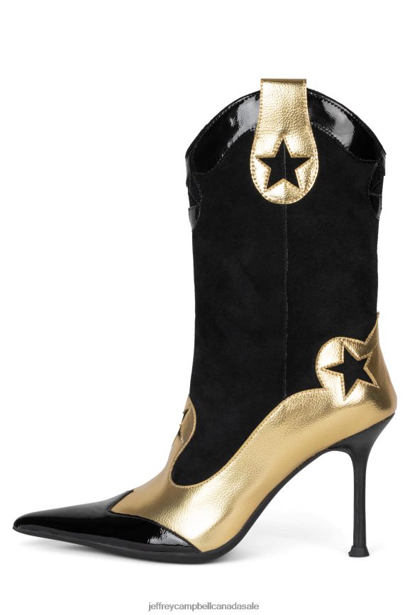 ACE-HIGH Women Gold Black Combo PLRNJH634 Jeffrey Campbell Ankle Boots