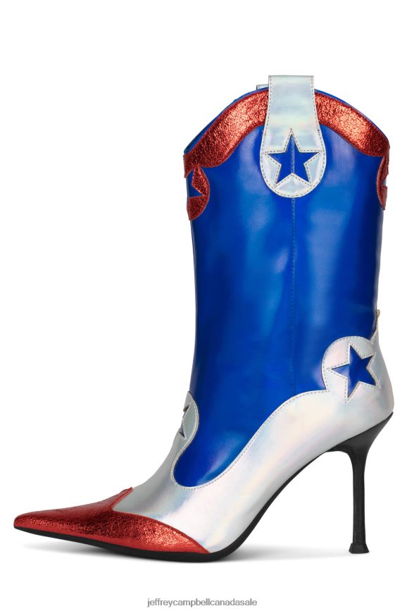 ACE-HIGH Women Red Blue Combo PLRNJH635 Jeffrey Campbell Ankle Boots
