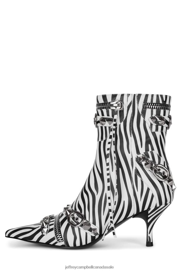 ALT-ROCK Women Black White Zebra PLRNJH304 Jeffrey Campbell Ankle Boots