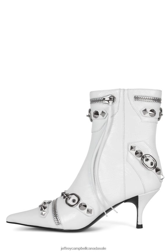 ALT-ROCK Women White Silver PLRNJH305 Jeffrey Campbell Ankle Boots