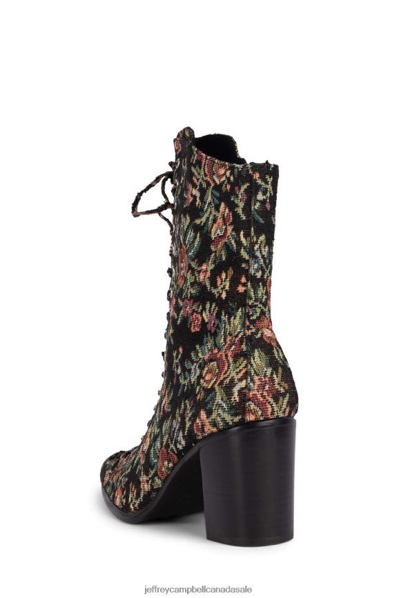 ARCHILLE Women Black Floral Tapestry PLRNJH430 Jeffrey Campbell Ankle Boots