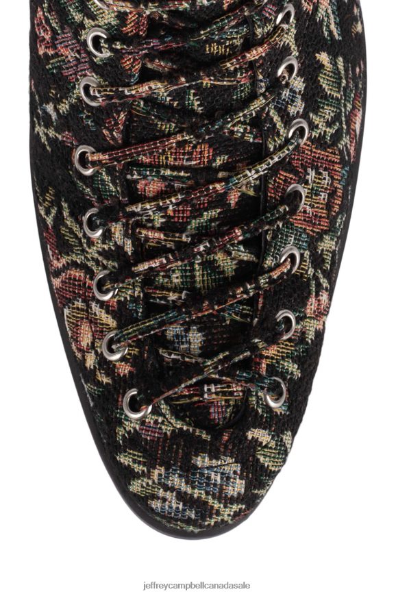 ARCHILLE Women Black Floral Tapestry PLRNJH430 Jeffrey Campbell Ankle Boots