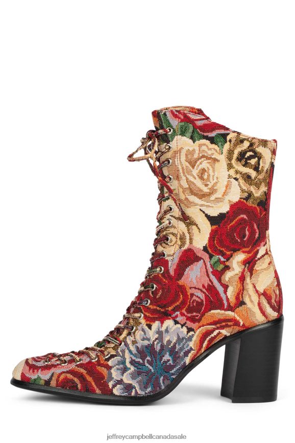 ARCHILLE Women Red Floral PLRNJH429 Jeffrey Campbell Ankle Boots