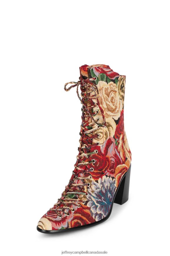 ARCHILLE Women Red Floral PLRNJH429 Jeffrey Campbell Ankle Boots