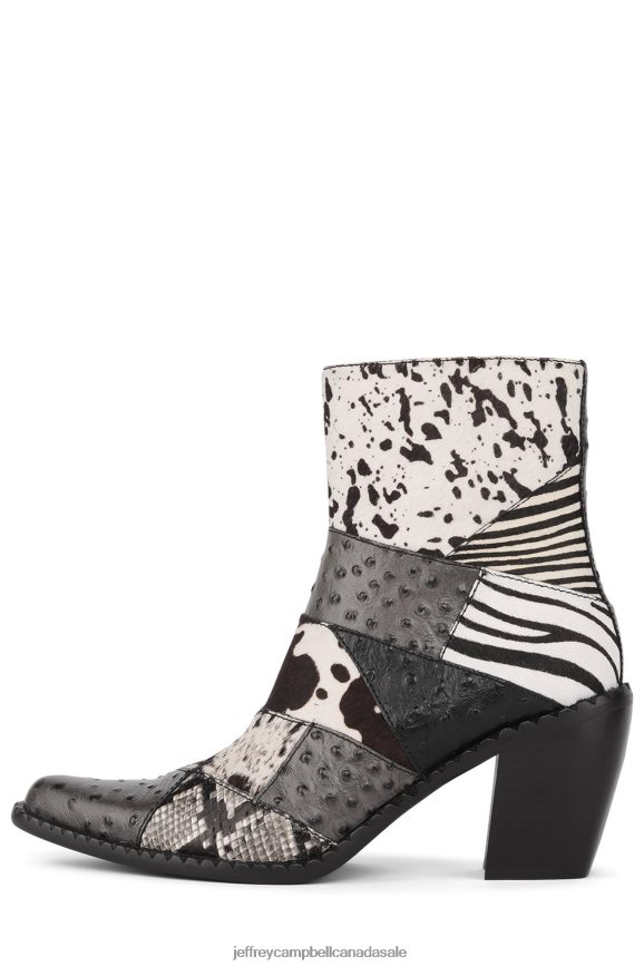 CABALLEROS Women Black White Exotic Combo PLRNJH596 Jeffrey Campbell Ankle Boots