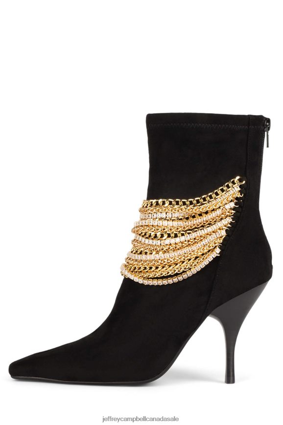 CHAINGE-MD Women Black Suede Gold PLRNJH385 Jeffrey Campbell Ankle Boots