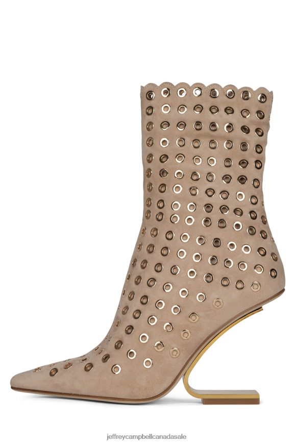 COMPASS-E Women Beige Suede Gold PLRNJH552 Jeffrey Campbell Ankle Boots