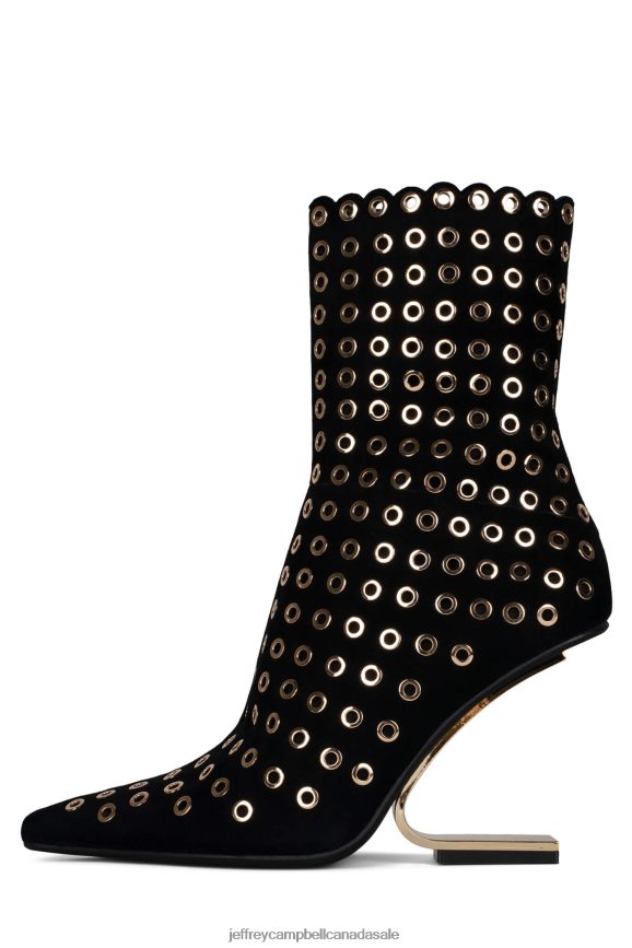 COMPASS-E Women Black Suede Gold PLRNJH553 Jeffrey Campbell Ankle Boots