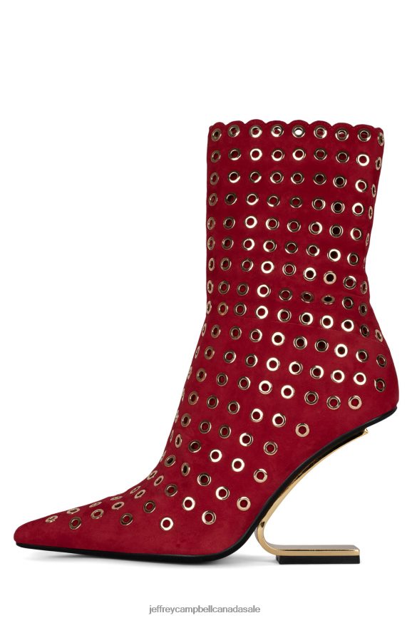 COMPASS-E Women Red Suede Gold PLRNJH551 Jeffrey Campbell Ankle Boots