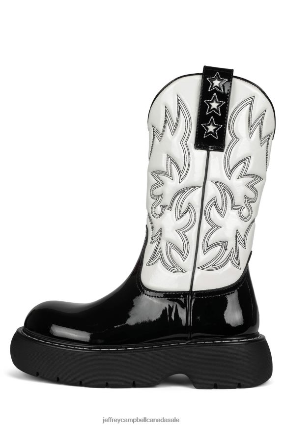 COWBOY Women Black White Patent Combo PLRNJH610 Jeffrey Campbell Ankle Boots
