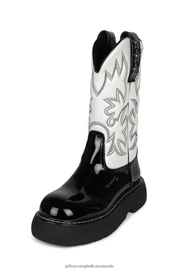 COWBOY Women Black White Patent Combo PLRNJH610 Jeffrey Campbell Ankle Boots