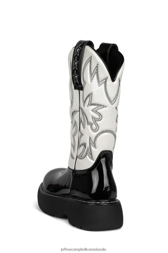 COWBOY Women Black White Patent Combo PLRNJH610 Jeffrey Campbell Ankle Boots