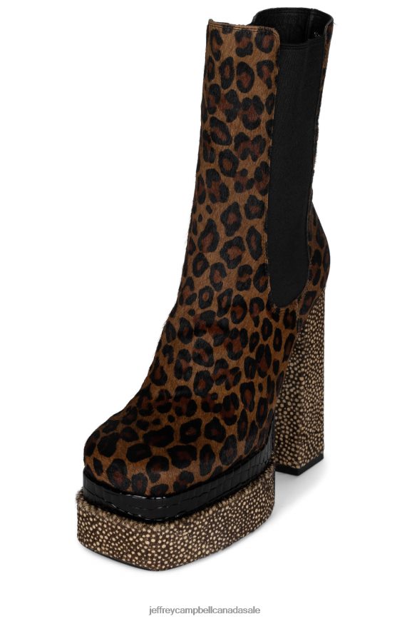DANCE-Q-F Women Tan Cheetah Multi PLRNJH559 Jeffrey Campbell Ankle Boots