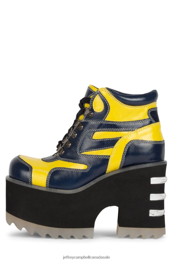 DANGERS Women Navy Yellow PLRNJH354 Jeffrey Campbell Ankle Boots