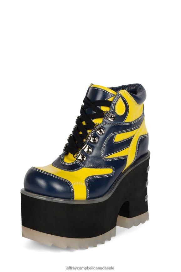 DANGERS Women Navy Yellow PLRNJH354 Jeffrey Campbell Ankle Boots