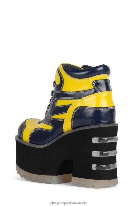 DANGERS Women Navy Yellow PLRNJH354 Jeffrey Campbell Ankle Boots