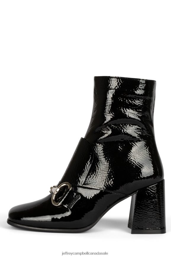 DENEUV-HI Women Black Crinkle Patent PLRNJH581 Jeffrey Campbell Ankle Boots