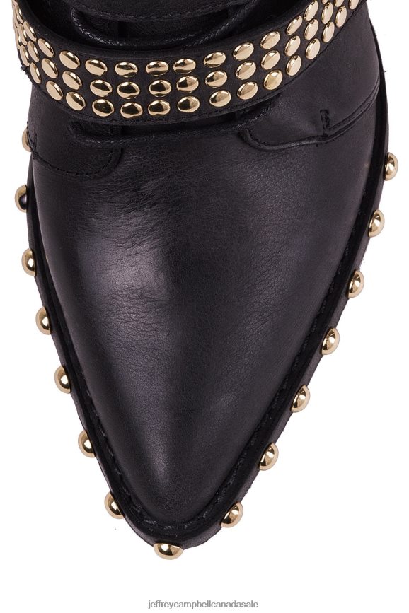 DRACO-STUD Women Black Gold PLRNJH663 Jeffrey Campbell Ankle Boots