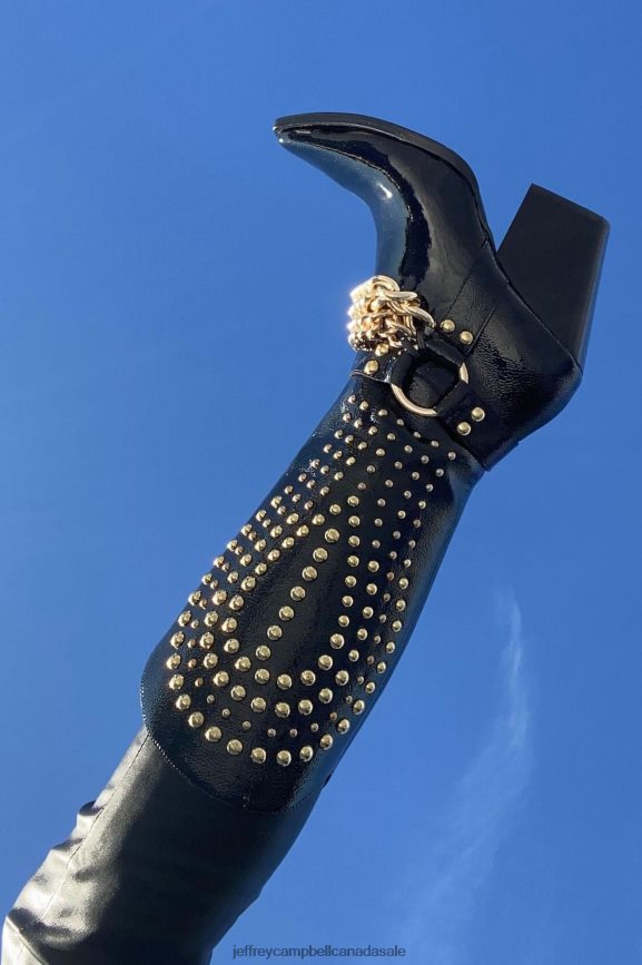 ESTEFAN Women Black Crinkle Gold PLRNJH427 Jeffrey Campbell Ankle Boots