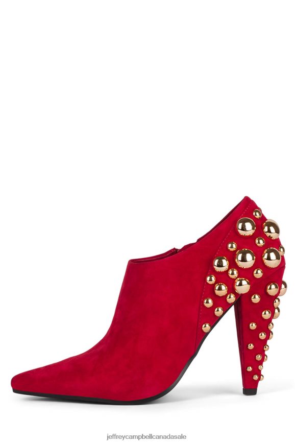 GALLOPS Women Red Suede Gold PLRNJH387 Jeffrey Campbell Ankle Boots