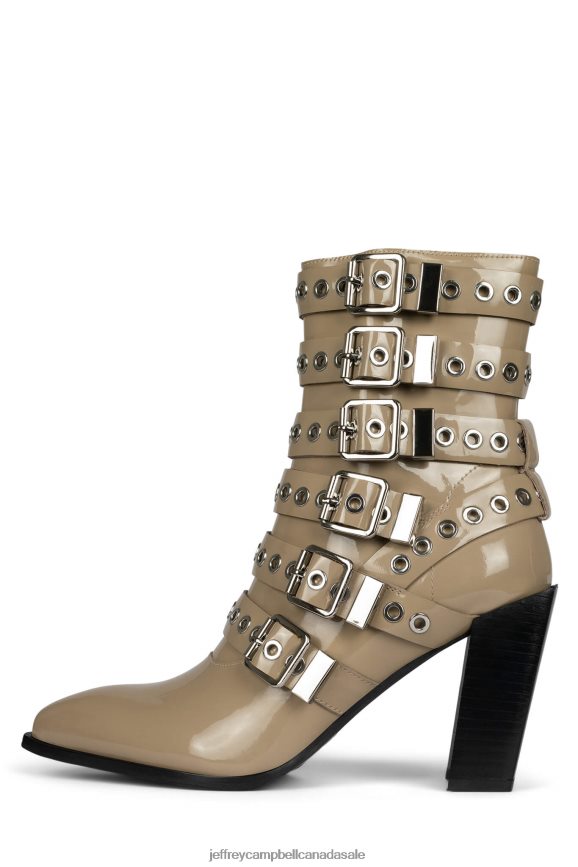 IGNATIUS-B Women Taupe Patent Silver PLRNJH659 Jeffrey Campbell Ankle Boots