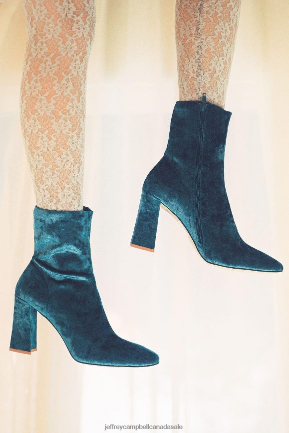 LARISAH Women Blue Crushed Velvet PLRNJH508 Jeffrey Campbell Ankle Boots