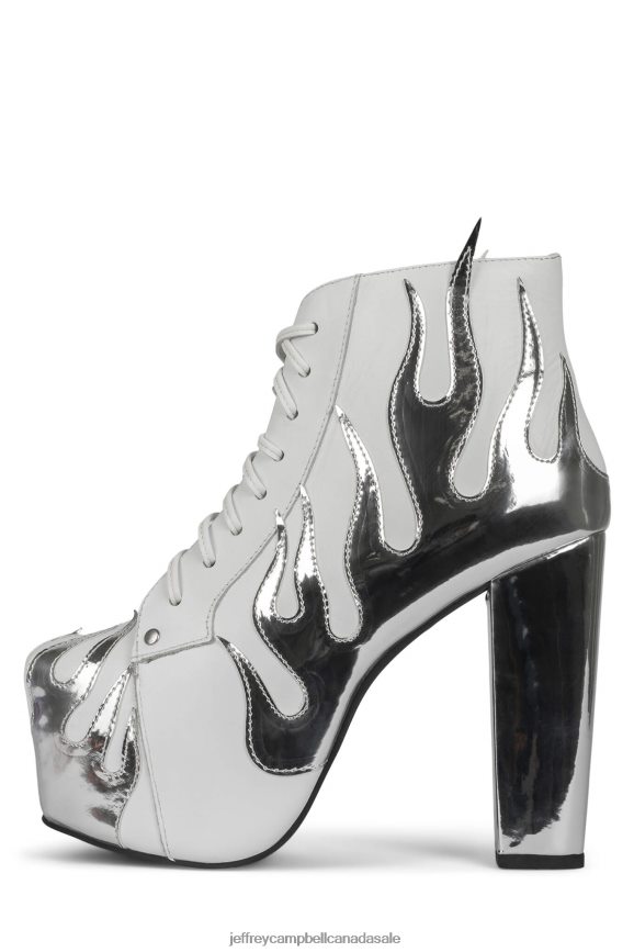 LITA-FLAME Women Silver White PLRNJH489 Jeffrey Campbell Ankle Boots