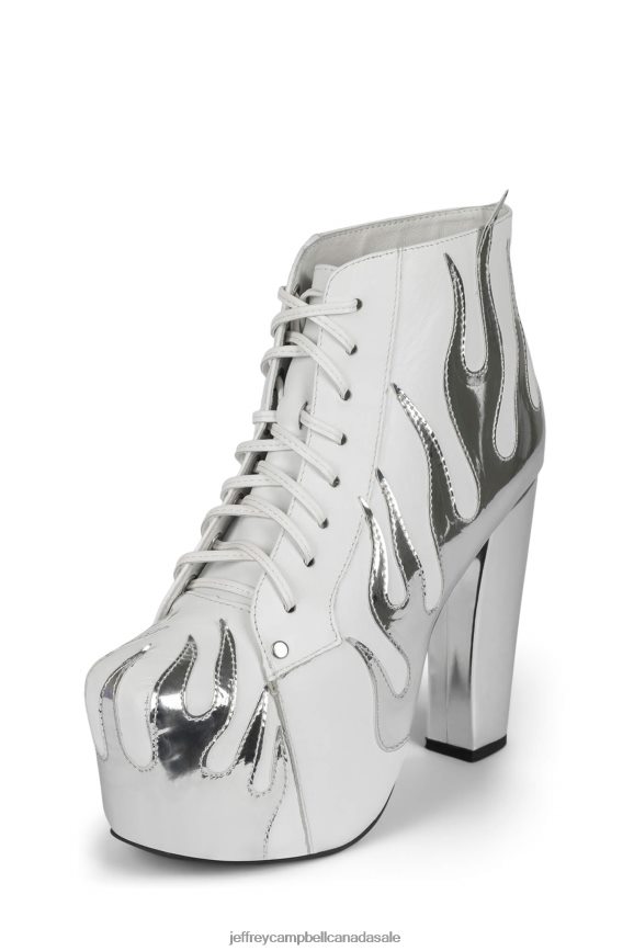 LITA-FLAME Women Silver White PLRNJH489 Jeffrey Campbell Ankle Boots