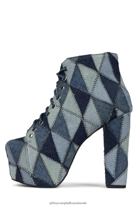 LITA-PW Women Blue Denim Multi PLRNJH395 Jeffrey Campbell Ankle Boots