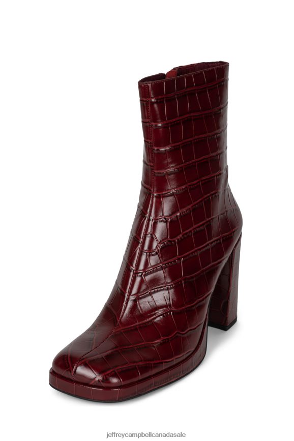 MINIM-LO Women Wine Croco PLRNJH516 Jeffrey Campbell Ankle Boots