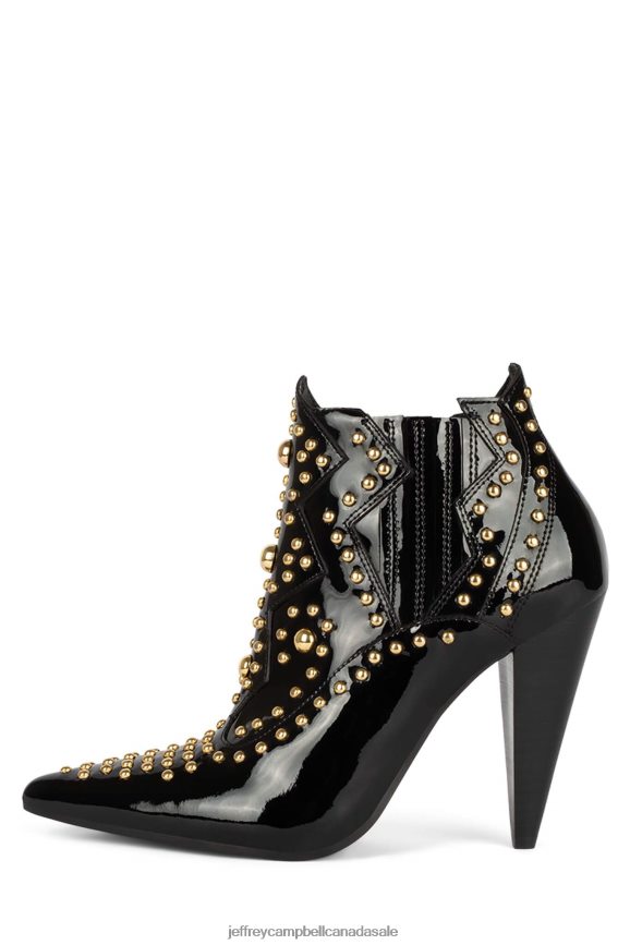 NIGHTCALL Women Black Patent Gold PLRNJH392 Jeffrey Campbell Ankle Boots