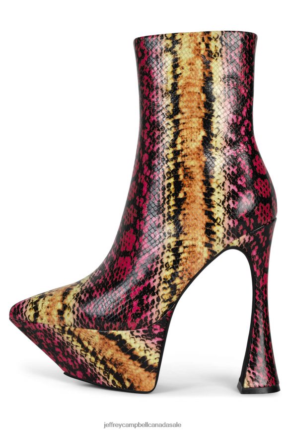 PWR-CHORD Women Yellow Pink Snake PLRNJH621 Jeffrey Campbell Ankle Boots