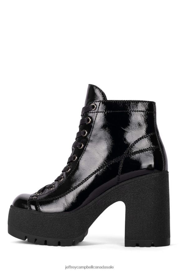 REFRESH-LL Women Black Crinkle Patent PLRNJH448 Jeffrey Campbell Ankle Boots