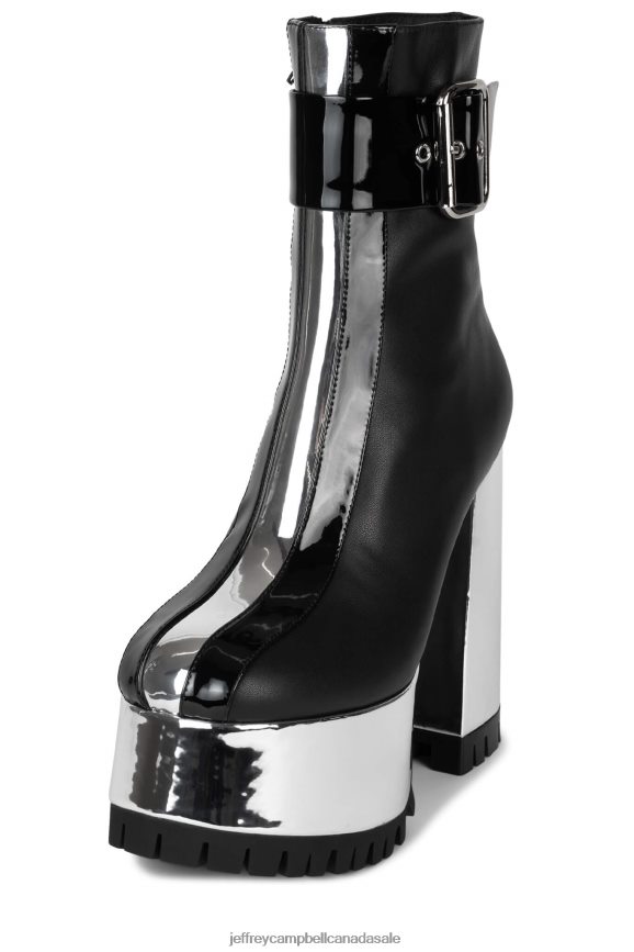 ROBOTIC Women Black Silver Metallic PLRNJH312 Jeffrey Campbell Ankle Boots