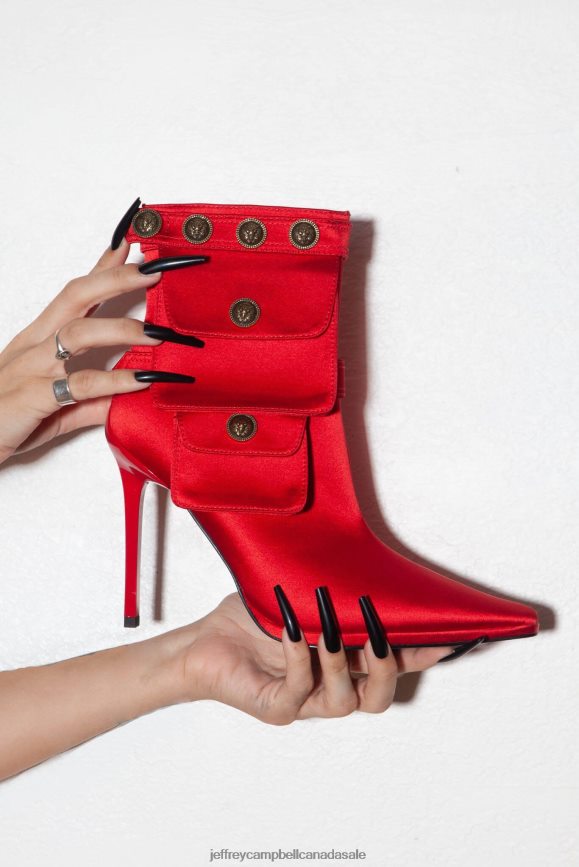 STASHED Women Red Satin PLRNJH313 Jeffrey Campbell Ankle Boots