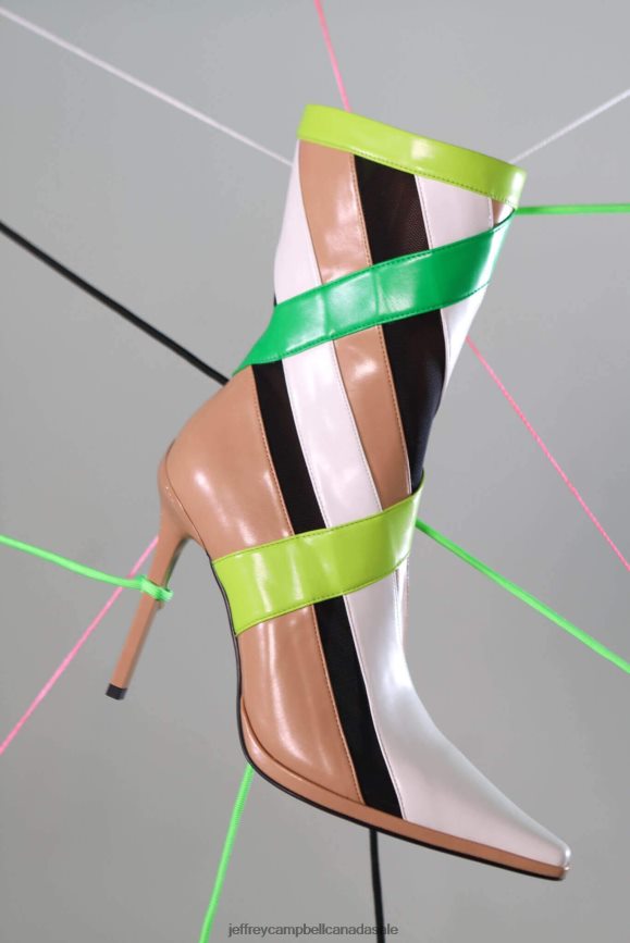 STRIPES Women Black Suede Black Mesh PLRNJH300 Jeffrey Campbell Ankle Boots