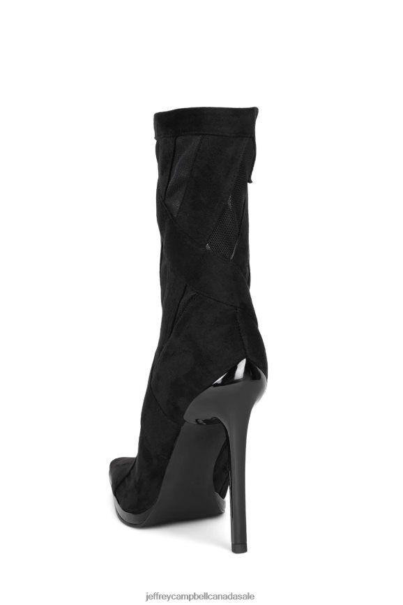 STRIPES Women Black Suede Black Mesh PLRNJH300 Jeffrey Campbell Ankle Boots