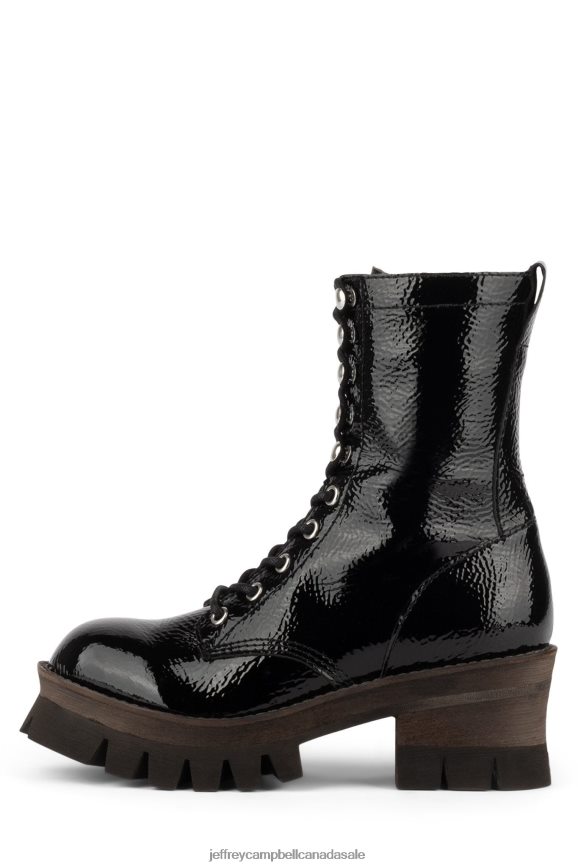 SYCAMORE3H Women Black Crinkle Patent PLRNJH364 Jeffrey Campbell Ankle Boots