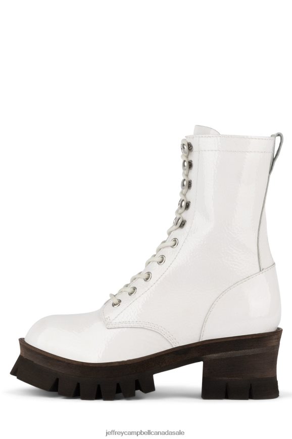 SYCAMORE3H Women White Crinkle Patent PLRNJH363 Jeffrey Campbell Ankle Boots