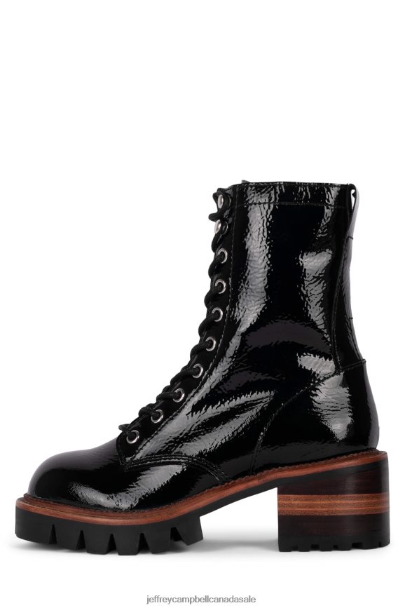 SYCAM-2 Women Black Crinkle Patent PLRNJH467 Jeffrey Campbell Ankle Boots
