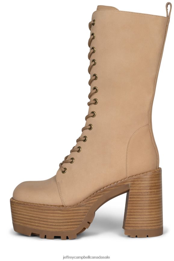 THEBAND-LU Women Natural Tan Polish Stack PLRNJH637 Jeffrey Campbell Ankle Boots