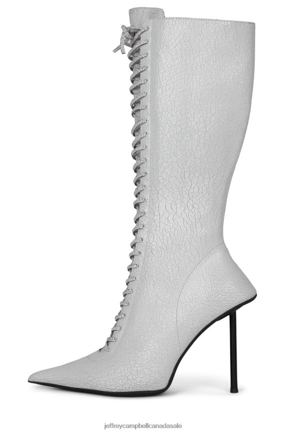 CAPTIVATE Women White Distressed PLRNJH673 Jeffrey Campbell Knee to Thigh Boots