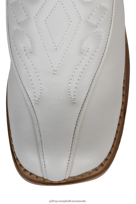 DEADWRNG-H Women White Natural Polish Stack PLRNJH858 Jeffrey Campbell Knee to Thigh Boots