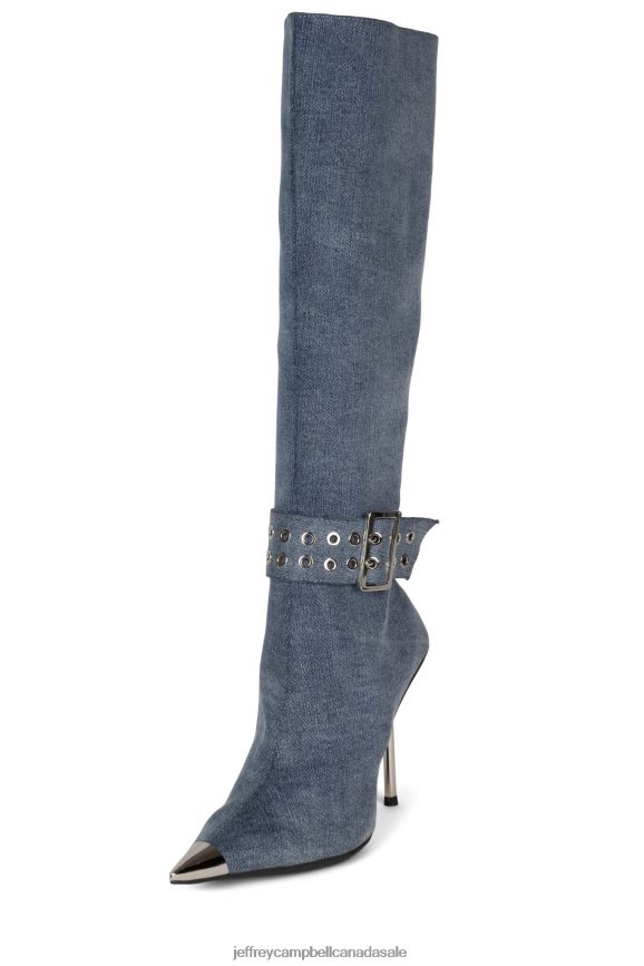 FLASHBACK Women Blue Denim Silver PLRNJH703 Jeffrey Campbell Knee to Thigh Boots