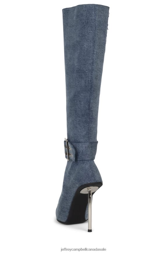 FLASHBACK Women Blue Denim Silver PLRNJH703 Jeffrey Campbell Knee to Thigh Boots
