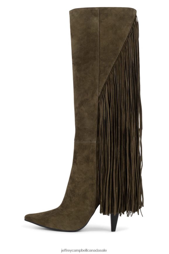 GALLOPING Women Khaki Suede PLRNJH827 Jeffrey Campbell Knee to Thigh Boots