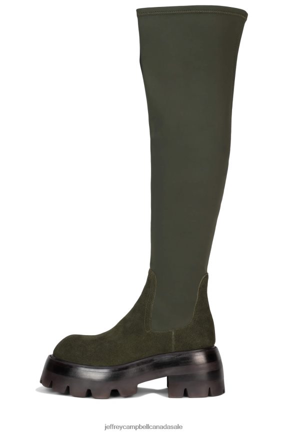 GOODVIBES Women Dark Green Suede Multi PLRNJH748 Jeffrey Campbell Knee to Thigh Boots
