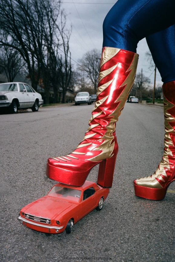 KISS-THIS Women Red Metallic Gold PLRNJH872 Jeffrey Campbell Knee to Thigh Boots