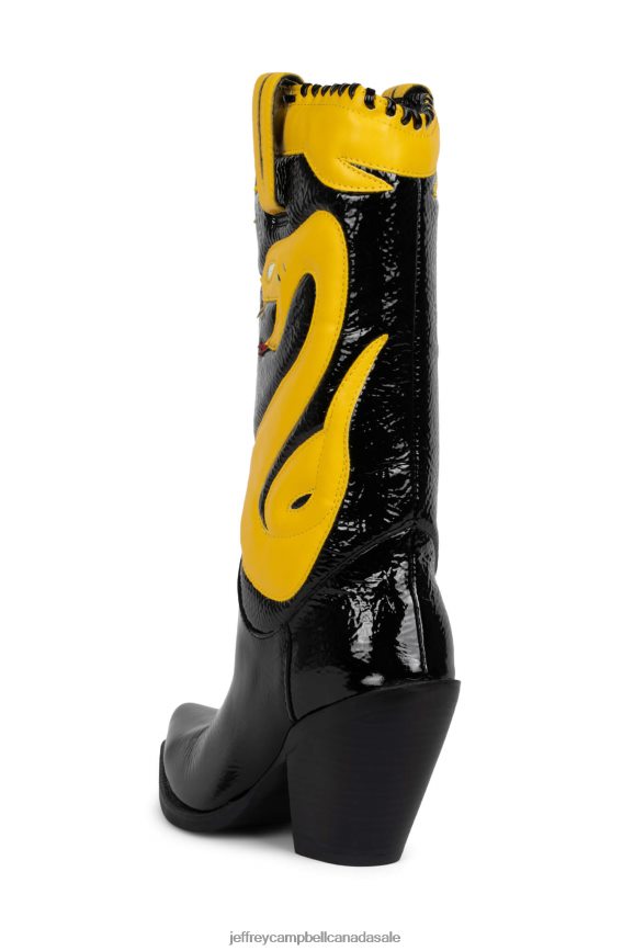 KLRCOBRA-2 Women Black Crinkle Pat Yellow Pat PLRNJH865 Jeffrey Campbell Knee to Thigh Boots