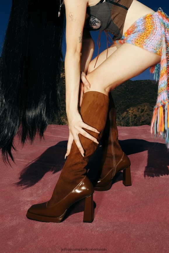 MAXIM-S Women Tan Combo PLRNJH744 Jeffrey Campbell Knee to Thigh Boots